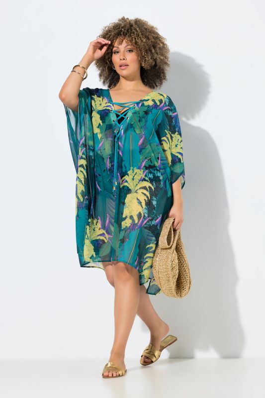 Кафтан прозрачен с принт на джунгла