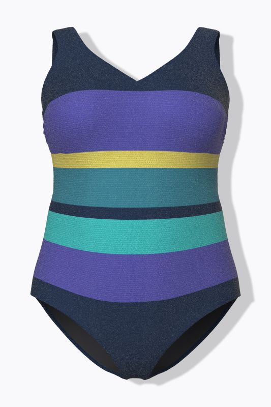 Бански с цветни бляскави райета