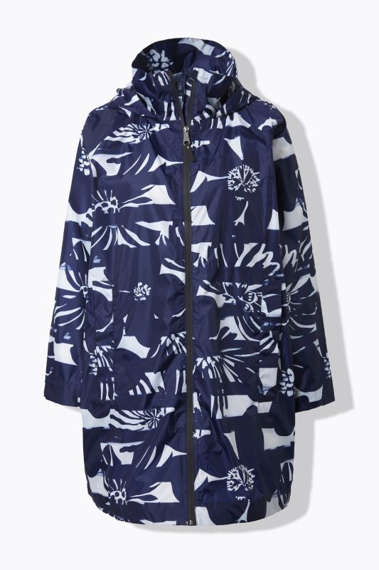 HYPRAR Striped Flower Print Rain Coat
