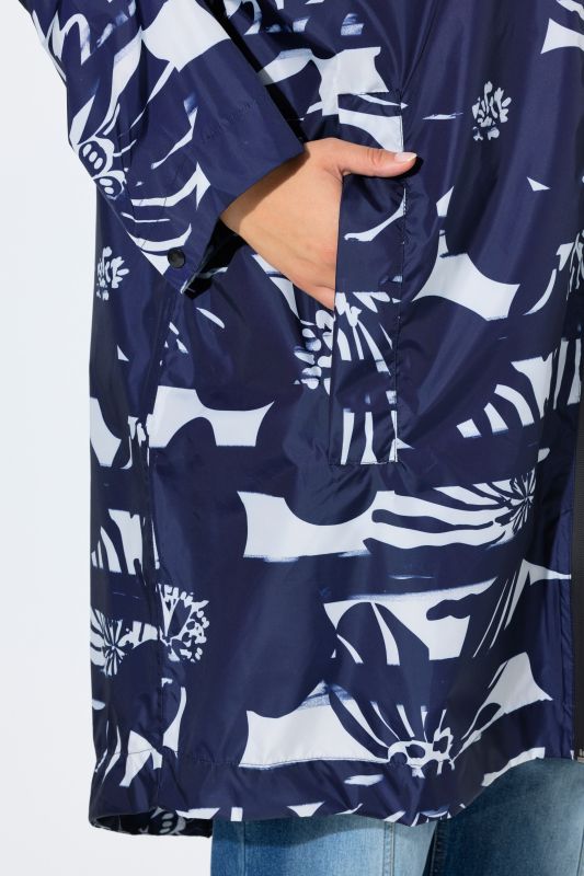 HYPRAR Striped Flower Print Rain Coat