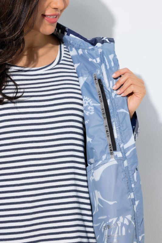 HYPRAR Striped Flower Print Rain Coat