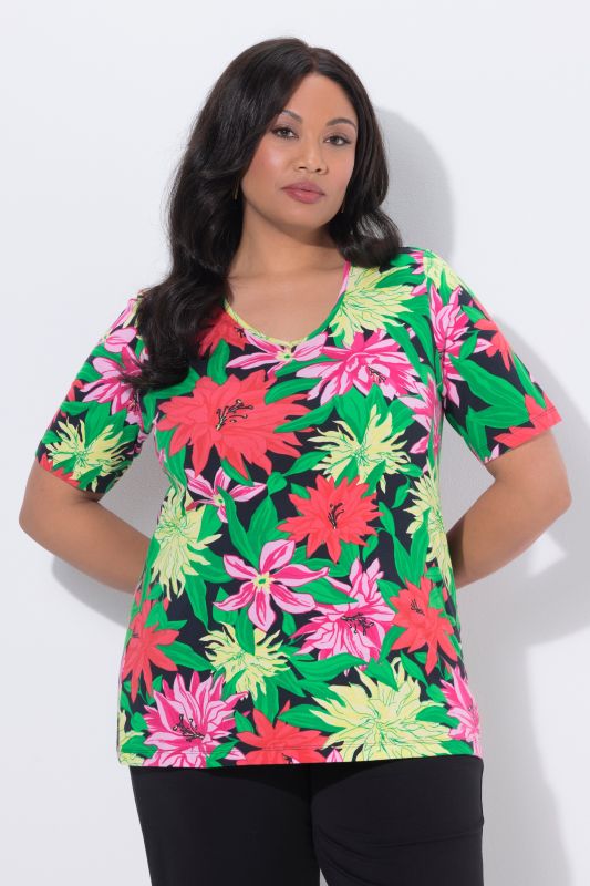 Тениска с принт на цвете