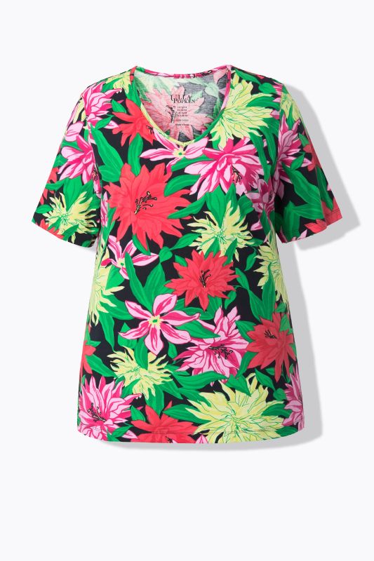 Тениска с принт на цвете