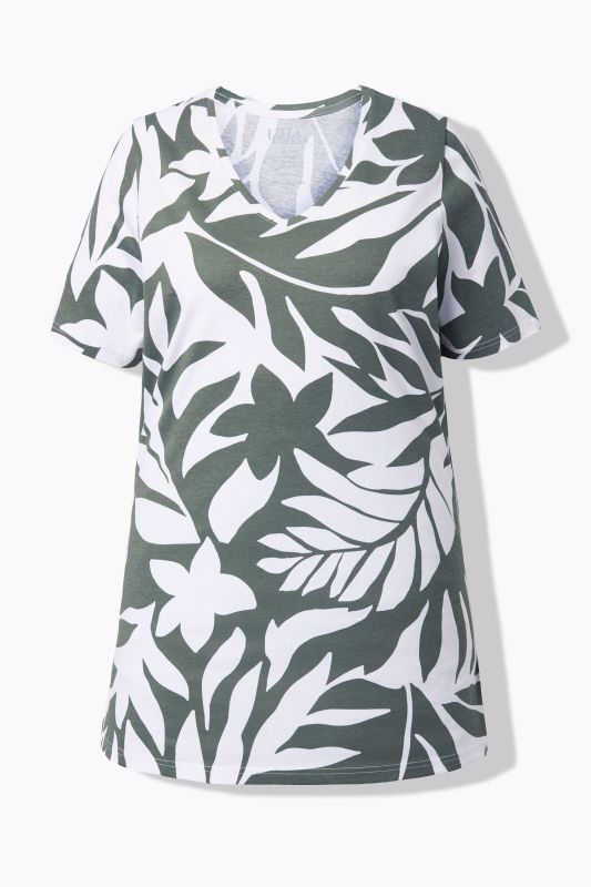 Туника с монохромен принт на листа