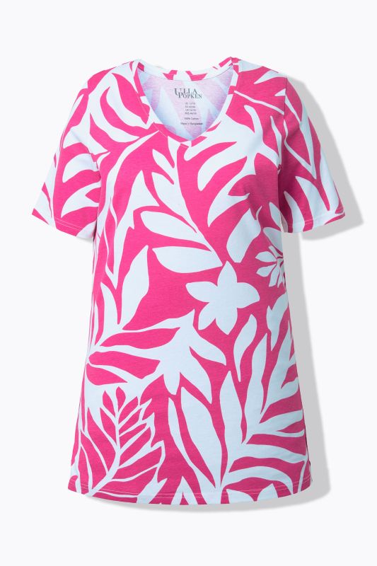 Туника с монохромен принт на листа