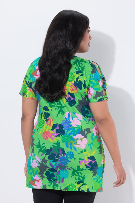 Туника с флорален принт и ефектен ръкав