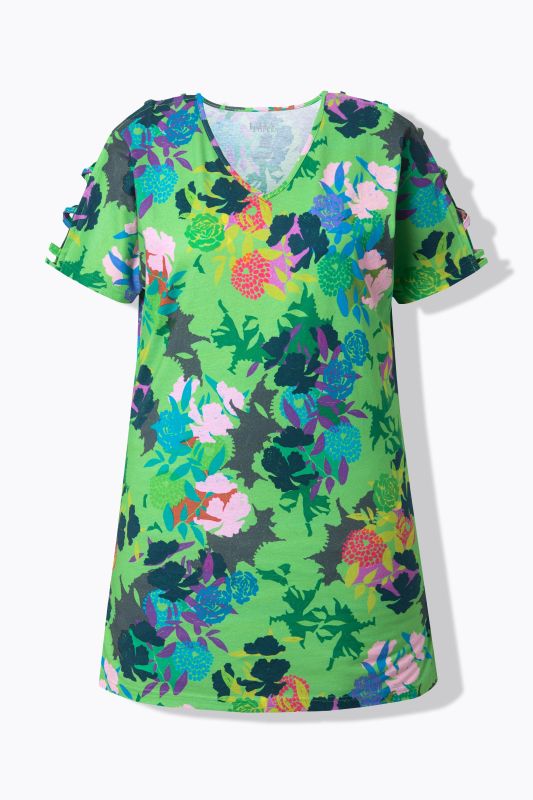 Туника с флорален принт и ефектен ръкав