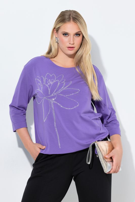 Блуза с цвете от кристали