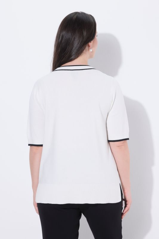 Пуловер с контрастни кантове