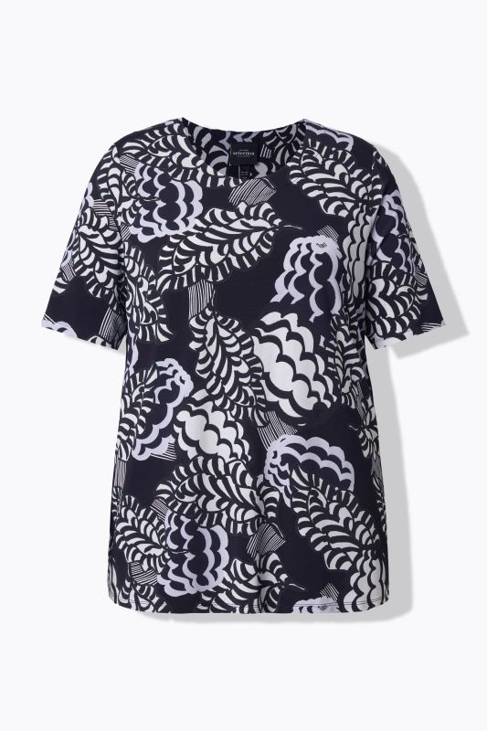 Тениска с абстрактен черно-бял принт