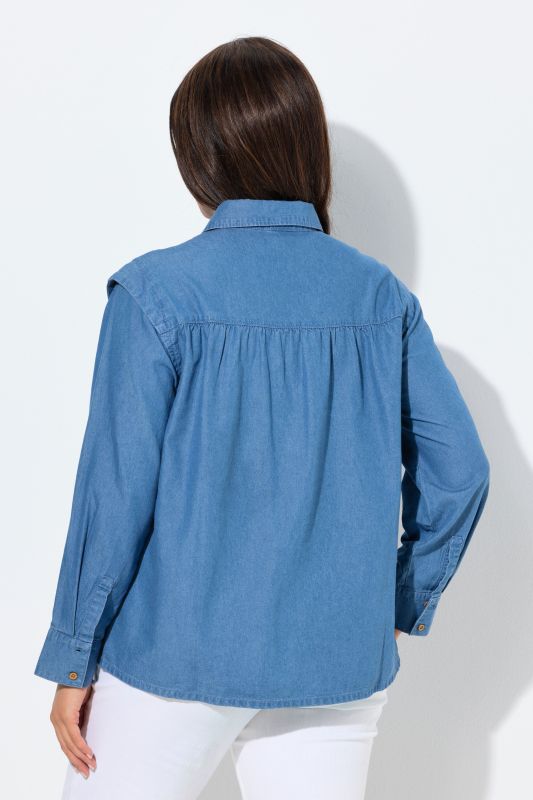 Риза дънкова с акцент на раменете