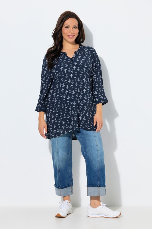 Allover Print 3/4 Sleeve Tunic