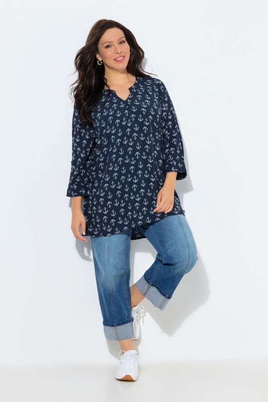 Allover Print 3/4 Sleeve Tunic