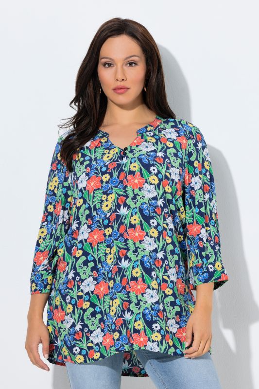 Allover Print 3/4 Sleeve Tunic