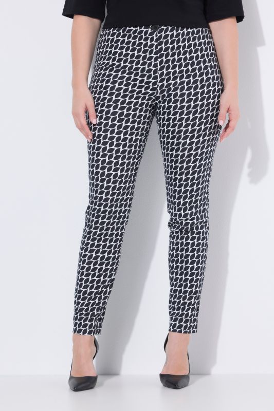 Graphic Leaf Print Elastic Waist Pants