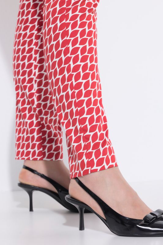 Graphic Leaf Print Elastic Waist Pants