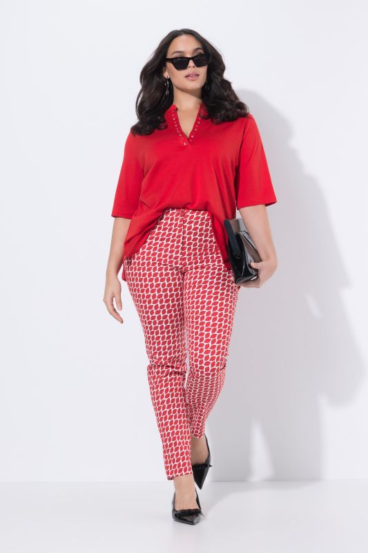 Graphic Leaf Print Elastic Waist Pants