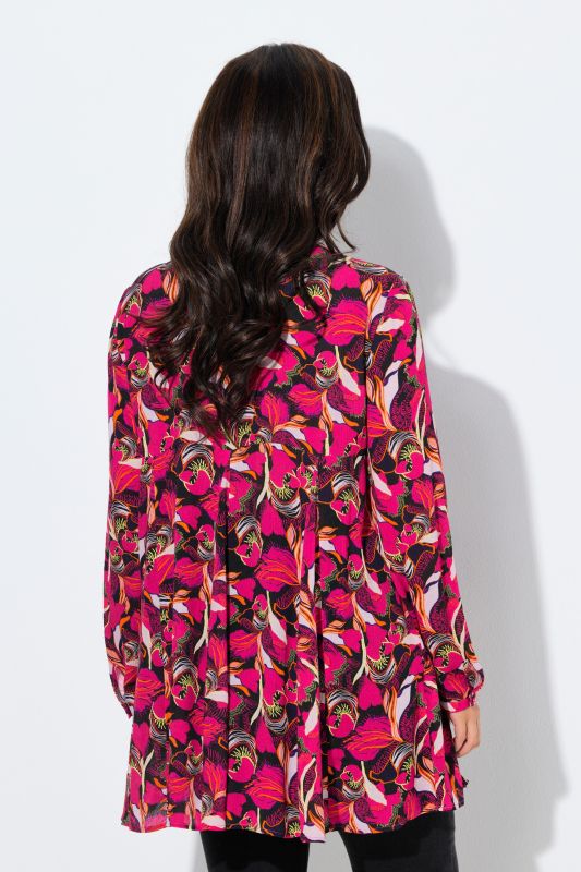 Туника с V-образно деколте и цветен принт