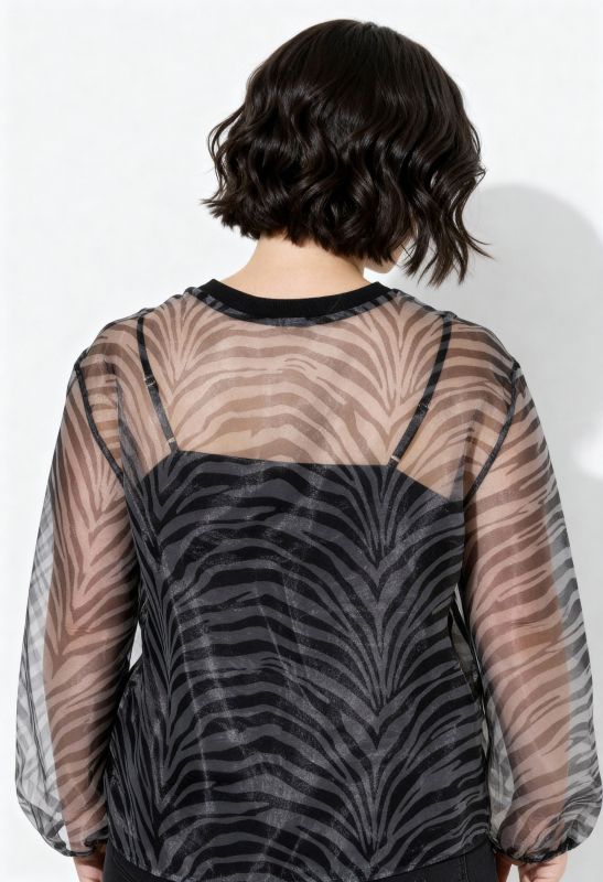 Блуза с животински принт от шифон