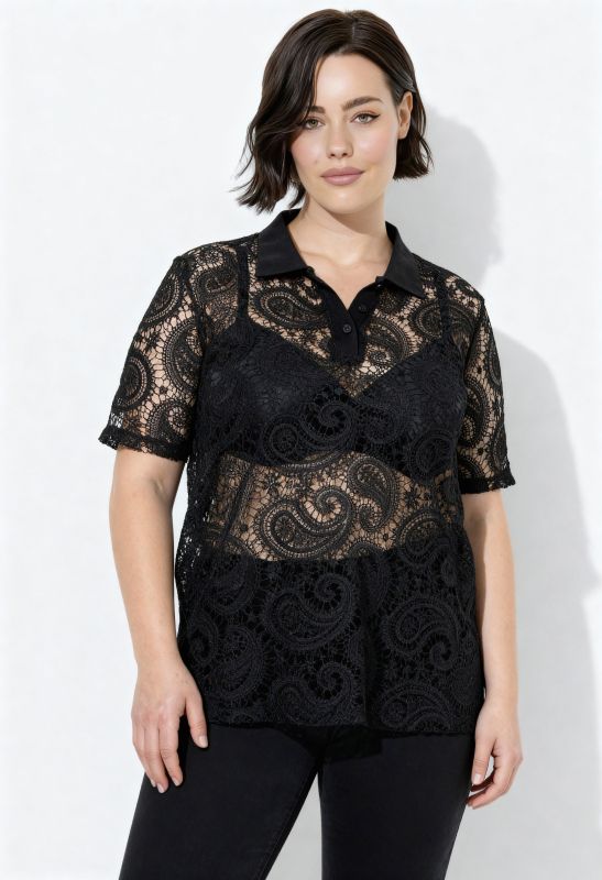 Блуза от дантела с флорален мотив