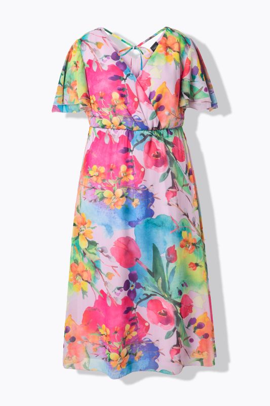 Рокля с цветен шифон