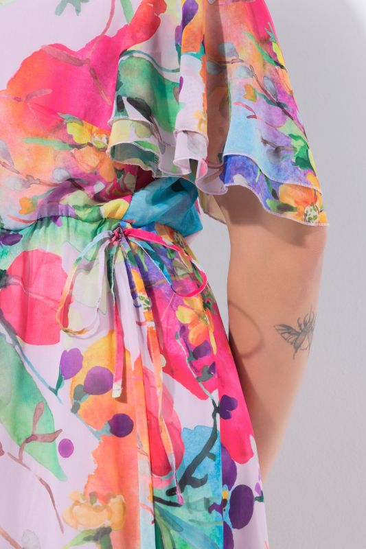 Рокля с цветен шифон