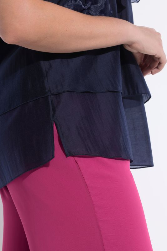 Блуза с шифон и флорален акцент