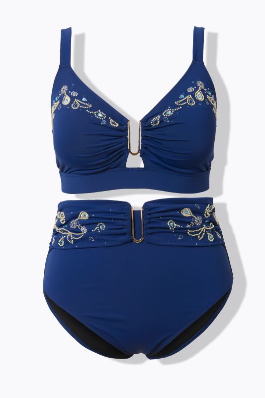 Бански от 2 части с флорална бродерия