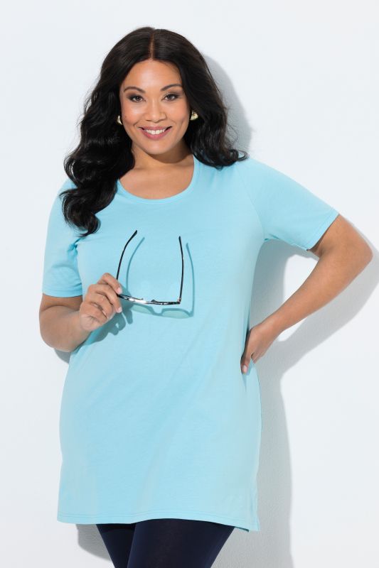 Round Neck Short Sleeve  A-Line Knit Tunic