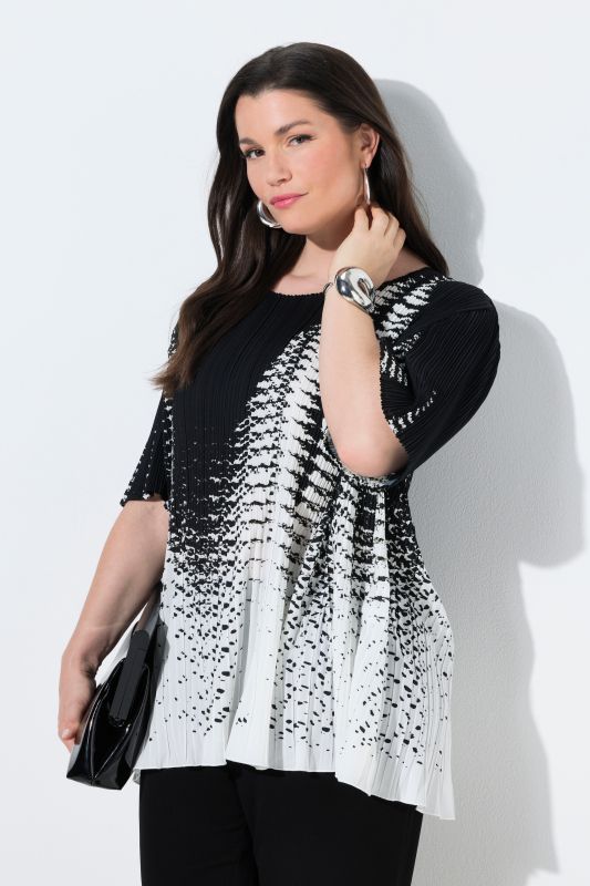 Блуза плисирана с абстрактен принт