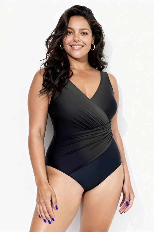 Ombre V-Neck Surplice Wrap Front Lined Swimsuit