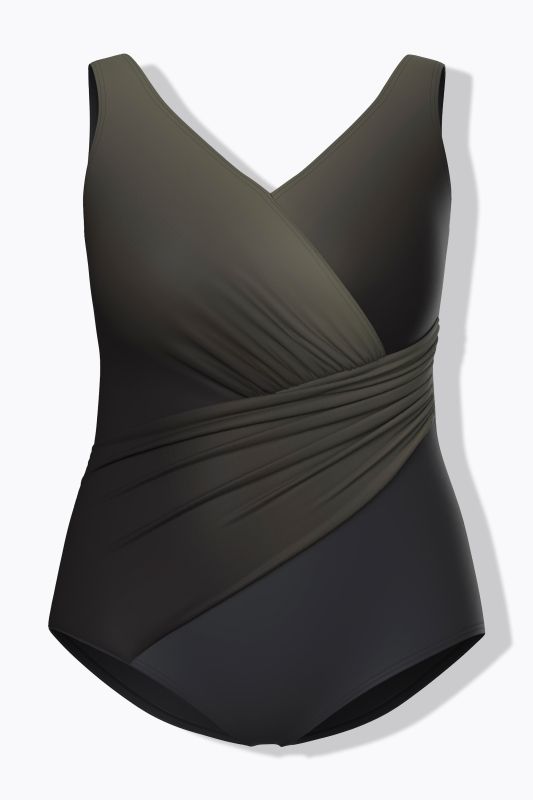 Ombre V-Neck Surplice Wrap Front Lined Swimsuit