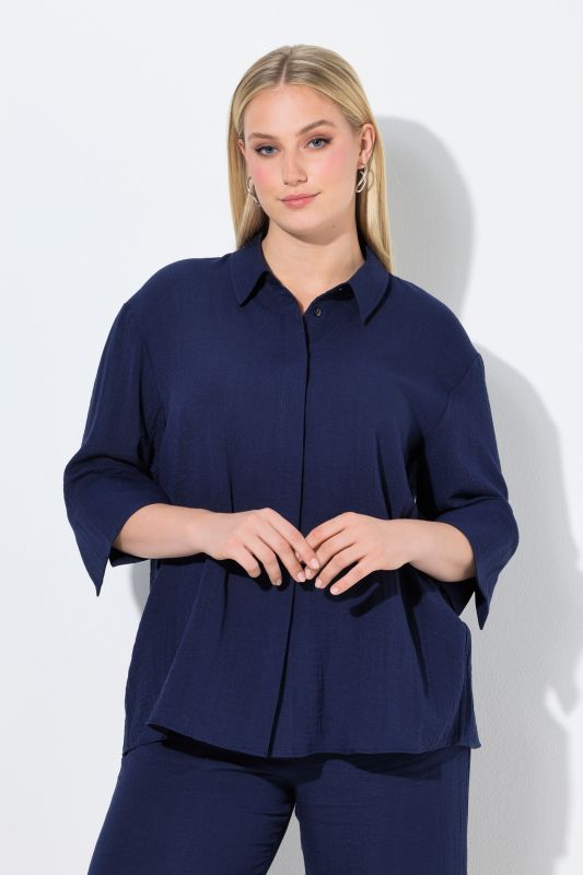 3/4 Sleeve Button Down Blouse