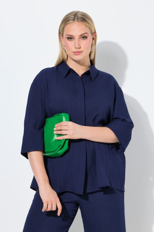 3/4 Sleeve Button Down Blouse