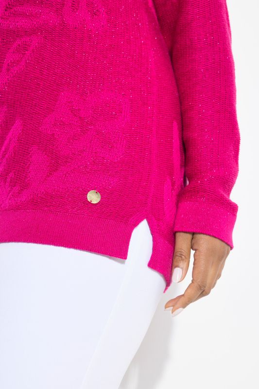 Floral Knit V-Neck Sweater