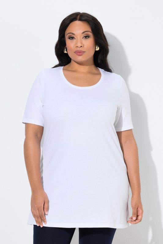 Round Neck Short Sleeve  A-Line Knit Tunic
