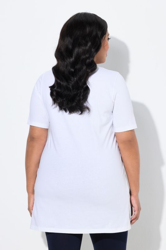 Round Neck Short Sleeve  A-Line Knit Tunic