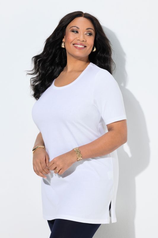 Round Neck Short Sleeve  A-Line Knit Tunic