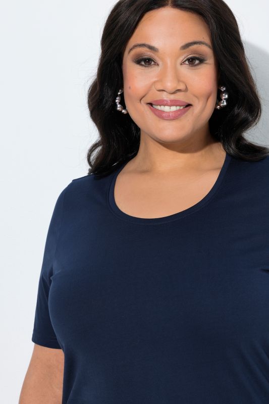 Round Neck Short Sleeve  A-Line Knit Tunic