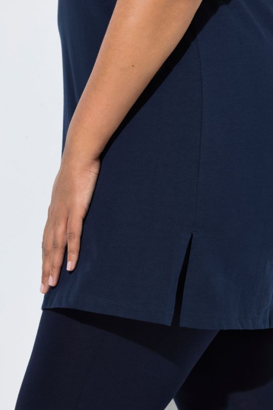 Round Neck Short Sleeve  A-Line Knit Tunic