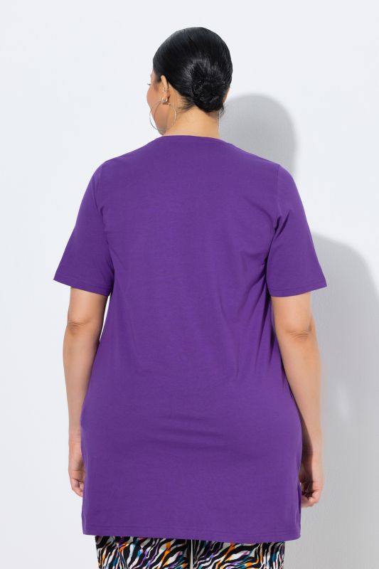 Short Sleeve V-Neck Knit Tunic