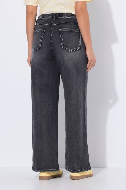 Wide Leg Stonewash Stretch Fit Jeans