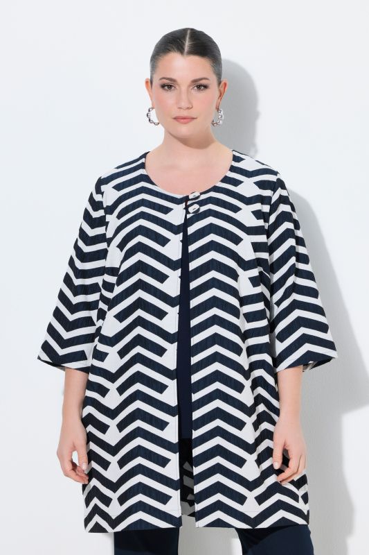 A-Line Geometric Print Jacket