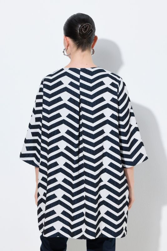 A-Line Geometric Print Jacket