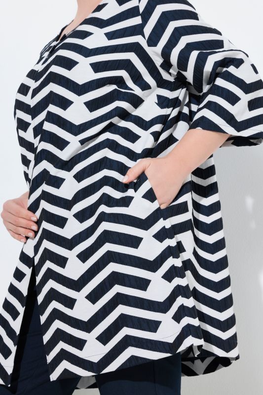 A-Line Geometric Print Jacket