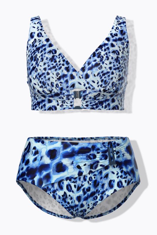 Бански от 2 части с леопардов принт и катарами