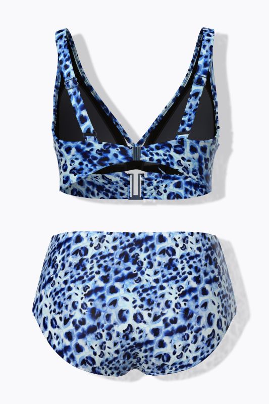 Бански от 2 части с леопардов принт и катарами