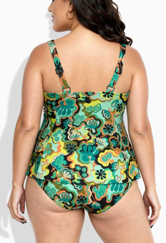 Groovy Leaf Print Tankini Set