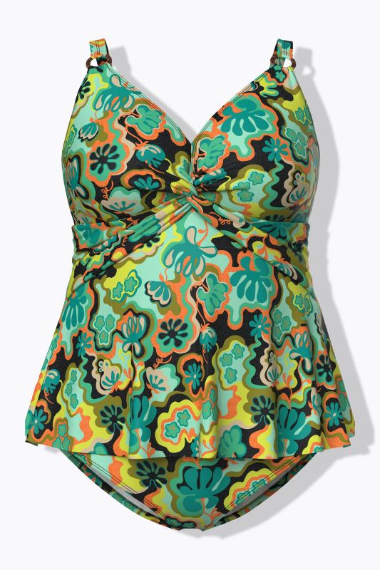 Groovy Leaf Print Tankini Set