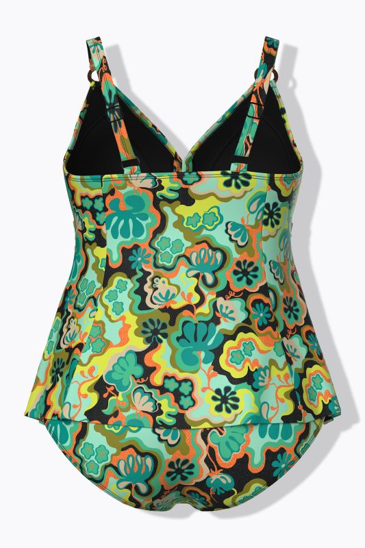 Groovy Leaf Print Tankini Set